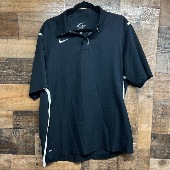 Nike Dri-Fit Black & White Short Sleeve Polo‎ Men's Size Medium - Picture 1 of 5
